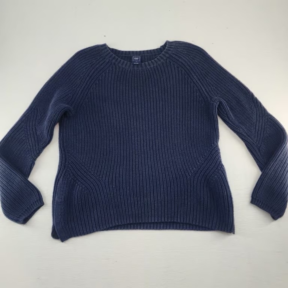 GAP Women's Navy Ribbed Scoop Crew Sweater - Picture 1 of 3